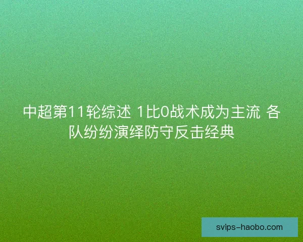 中超第11轮综述 1比0战术成为主流 各队纷纷演绎防守反击经典 中超第11轮综述 1比0战术成为主流 各队纷纷演绎防守反击经典