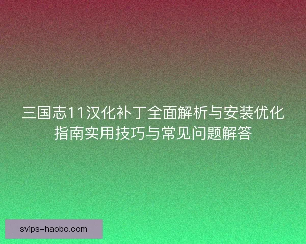 三国志11汉化补丁全面解析与安装优化指南实用技巧与常见问题解答