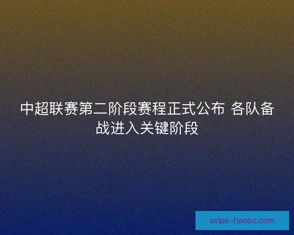 中超联赛第二阶段赛程正式公布 各队备战进入关键阶段